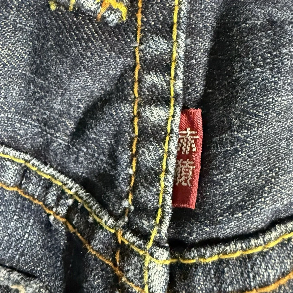 Red Monkey Company RMC Martin Ksohoh Mens Jeans 31x34 Dark Wash Indigo Embroider